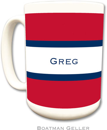 Boatman Geller - Personalized Coffee Mugs (Stripe Red & Navy) Boatman Geller - Personalized Coffee Mugs (Stripe Red & Navy)