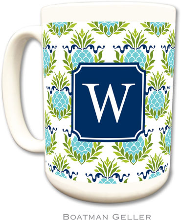 Boatman Geller - Personalized Coffee Mugs (Pineapple Repeat Teal Preset)