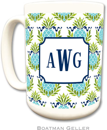 Boatman Geller - Personalized Coffee Mugs (Pineapple Repeat Teal)