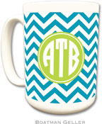 Boatman Geller - Personalized Coffee Mugs (Chevron Turquoise Preset)