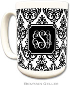 Boatman Geller - Personalized Coffee Mugs (Madison Damask White with Black Preset)
