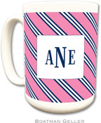 Boatman Geller - Personalized Coffee Mugs (Repp Tie Pink & Navy)