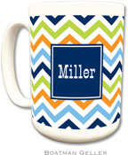 Boatman Geller - Personalized Coffee Mugs (Chevron Blue Orange & Lime Preset)