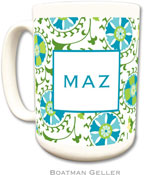 Boatman Geller - Personalized Coffee Mugs (Suzani Teal)