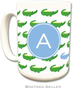 Boatman Geller - Personalized Coffee Mugs (Alligator Repeat Blue Preset)