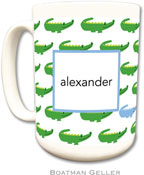 Boatman Geller - Personalized Coffee Mugs (Alligator Repeat Blue)