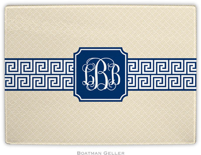 Boatman Geller - Personalized Cutting Boards (Greek Key Band Navy Preset)