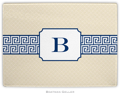 Boatman Geller - Personalized Cutting Boards (Greek Key Band Navy)