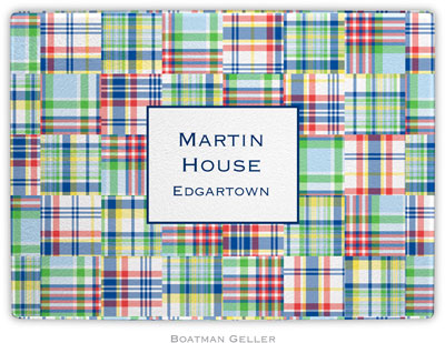 Boatman Geller - Personalized Cutting Boards (Madras Patch Blue) Boatman Geller - Personalized Cutting Boards (Madras Patch Blue)