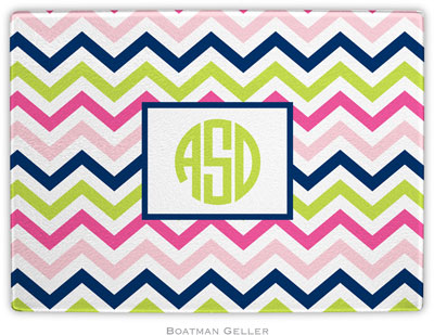 Boatman Geller - Personalized Cutting Boards (Chevron Pink Navy & Lime)