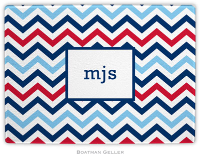 Boatman Geller - Personalized Cutting Boards (Chevron Blue & Red)