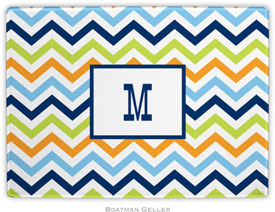 Boatman Geller - Personalized Cutting Boards (Chevron Blue Orange & Lime)