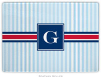 Boatman Geller - Personalized Cutting Boards (Seersucker Band Red & Navy)