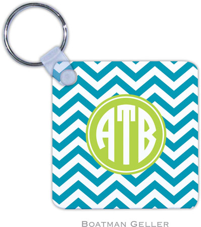 Boatman Geller - Create-Your-Own Personalized Key Chains (Chevron Turquoise Preset)