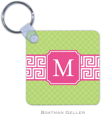 Boatman Geller - Personalized Key Chains (Greek Key Band Pink Preset)