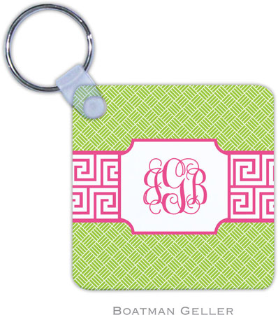 Boatman Geller - Personalized Key Chains (Greek Key Band Pink)