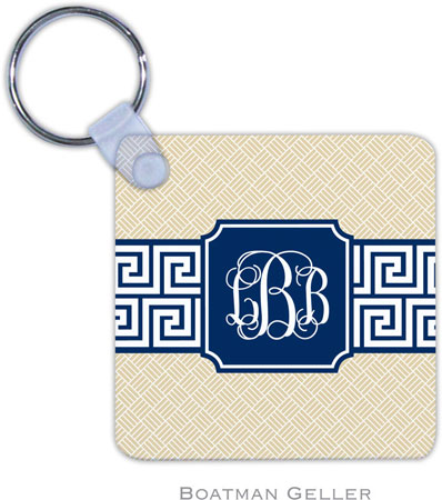 Boatman Geller - Personalized Key Chains (Greek Key Band Navy Preset)