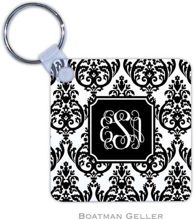 Boatman Geller - Personalized Key Chains (Madison Damask White with Black Preset)