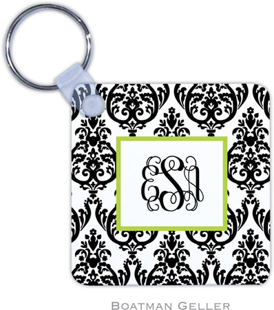 Boatman Geller - Personalized Key Chains (Madison Damask White with Black)
