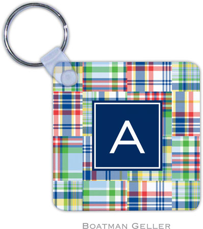 Boatman Geller - Personalized Key Chains (Madras Patch Blue Preset)