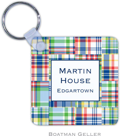 Boatman Geller - Personalized Key Chains (Madras Patch Blue)