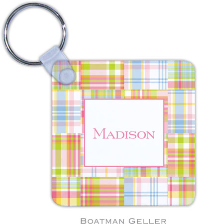 Boatman Geller - Personalized Key Chains (Madras Patch Pink)