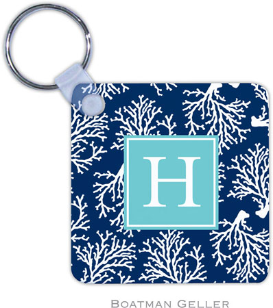 Boatman Geller - Personalized Key Chains (Coral Repeat Navy Preset)