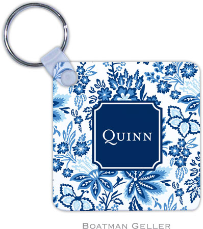 Boatman Geller - Personalized Key Chains (Classic Floral Blue Preset)