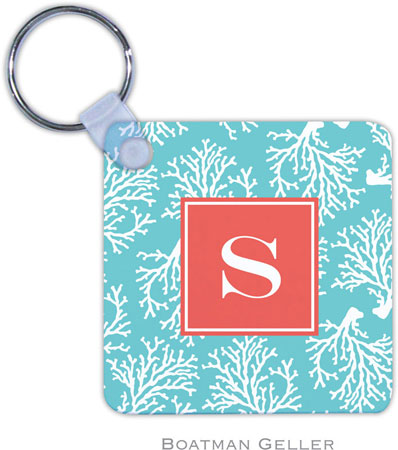 Boatman Geller - Personalized Key Chains (Coral Repeat Teal Preset)