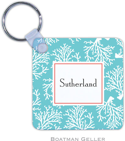 Boatman Geller - Personalized Key Chains (Coral Repeat Teal)