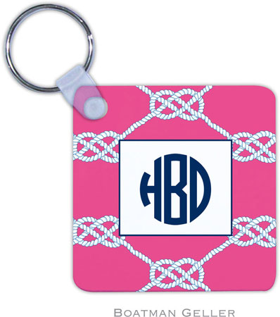 Boatman Geller - Personalized Key Chains (Nautical Knot Raspberry)