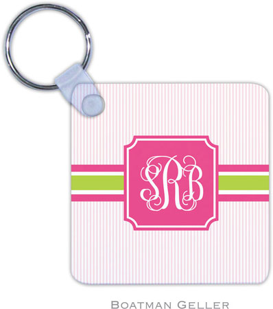 Boatman Geller - Personalized Key Chains (Seersucker Band Pink & Green)