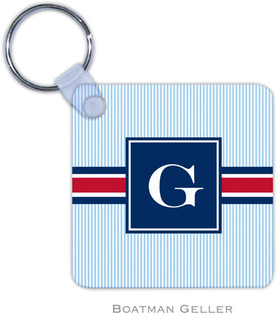 Boatman Geller - Personalized Key Chains (Seersucker Band Red & Navy)