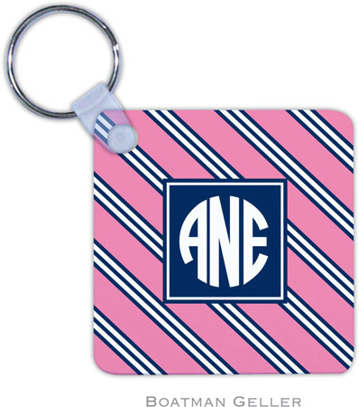 Boatman Geller - Personalized Key Chains (Repp Tie Pink & Navy Preset)