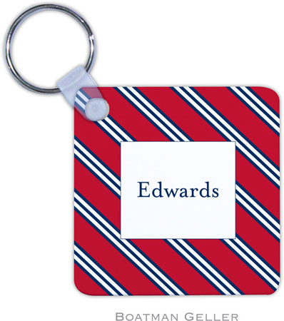 Boatman Geller - Personalized Key Chains (Repp Tie Red & Navy)