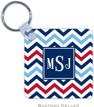 Boatman Geller - Personalized Key Chains (Chevron Blue & Red Preset)