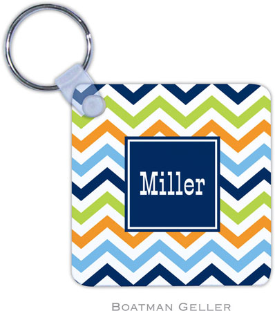 Boatman Geller - Personalized Key Chains (Chevron Blue Orange & Lime Preset)