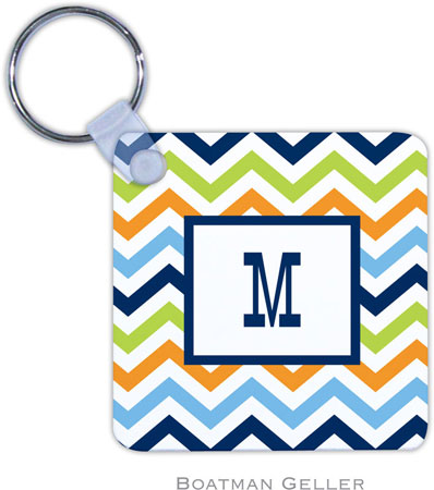 Boatman Geller - Personalized Key Chains (Chevron Blue Orange & Lime)