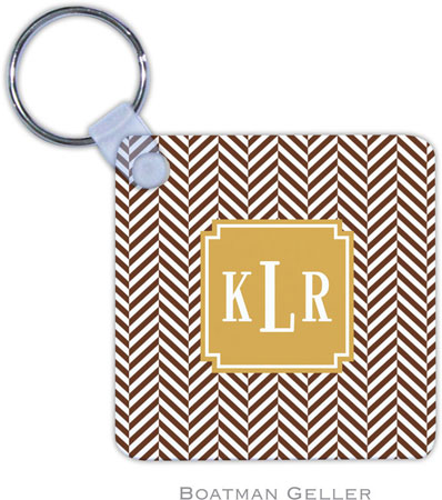 Boatman Geller - Personalized Key Chains (Herringbone Chocolate Preset)