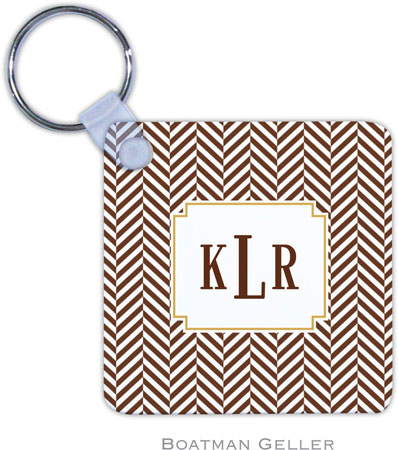 Boatman Geller - Personalized Key Chains (Herringbone Chocolate)