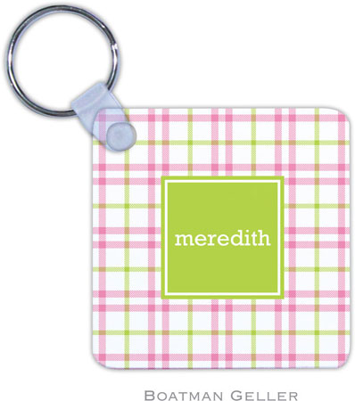 Boatman Geller - Personalized Key Chains (Miller Check Pink & Green Preset)