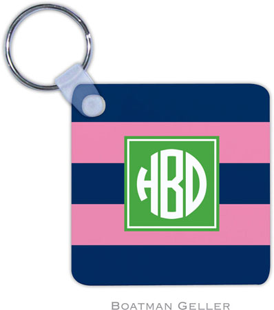 Boatman Geller - Personalized Key Chains (Rugby Navy & Pink Preset)