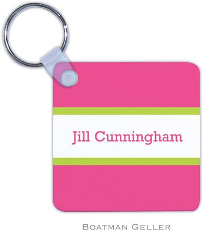 Boatman Geller - Personalized Key Chains (Stripe Raspberry & Lime)