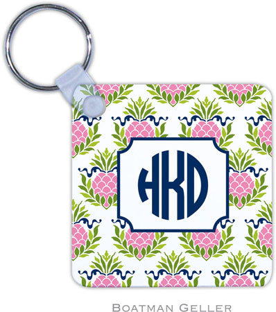 Boatman Geller - Personalized Key Chains (Pineapple Repeat Pink)