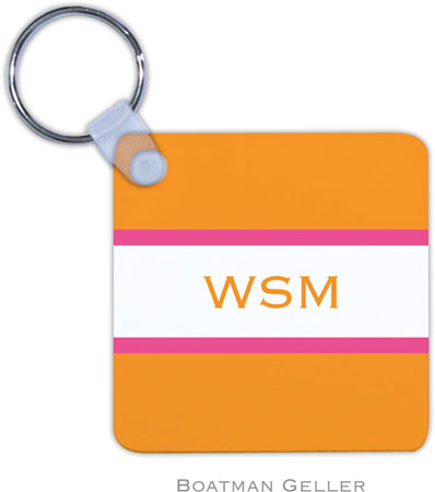 Boatman Geller - Personalized Key Chains (Stripe Tangerine & Raspberry)