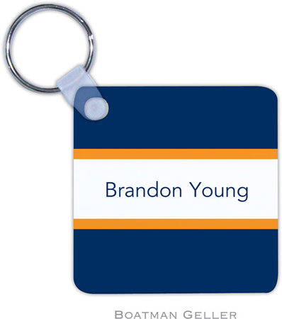 Boatman Geller - Personalized Key Chains (Stripe Navy & Tangerine) Boatman Geller - Personalized Key Chains (Stripe Navy & Tangerine)