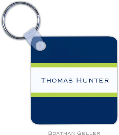 Boatman Geller - Personalized Key Chains (Stripe Navy & Lime)