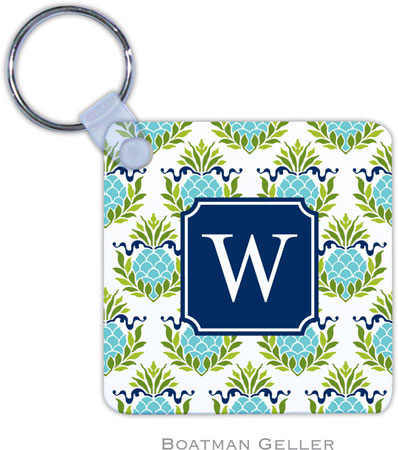 Boatman Geller - Personalized Key Chains (Pineapple Repeat Teal Preset)