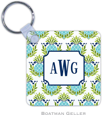 Boatman Geller - Personalized Key Chains (Pineapple Repeat Teal)