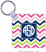 Boatman Geller - Personalized Key Chains (Chevron Pink Navy & Lime Preset)